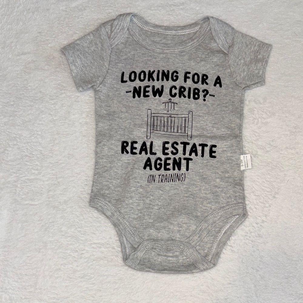 (3 for $10) Gray Baby Onesie bodysuit with Fun Text